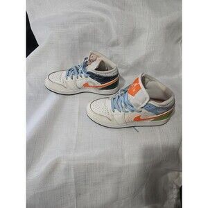 [DX2462-100] Jordan Air Jordan 1 Mid SE GS Stitch Sail Orange Sneakers